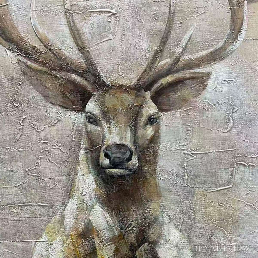 ARTOVITAS Majestic Stag – Textured Stag Painting, Vertical - image 3