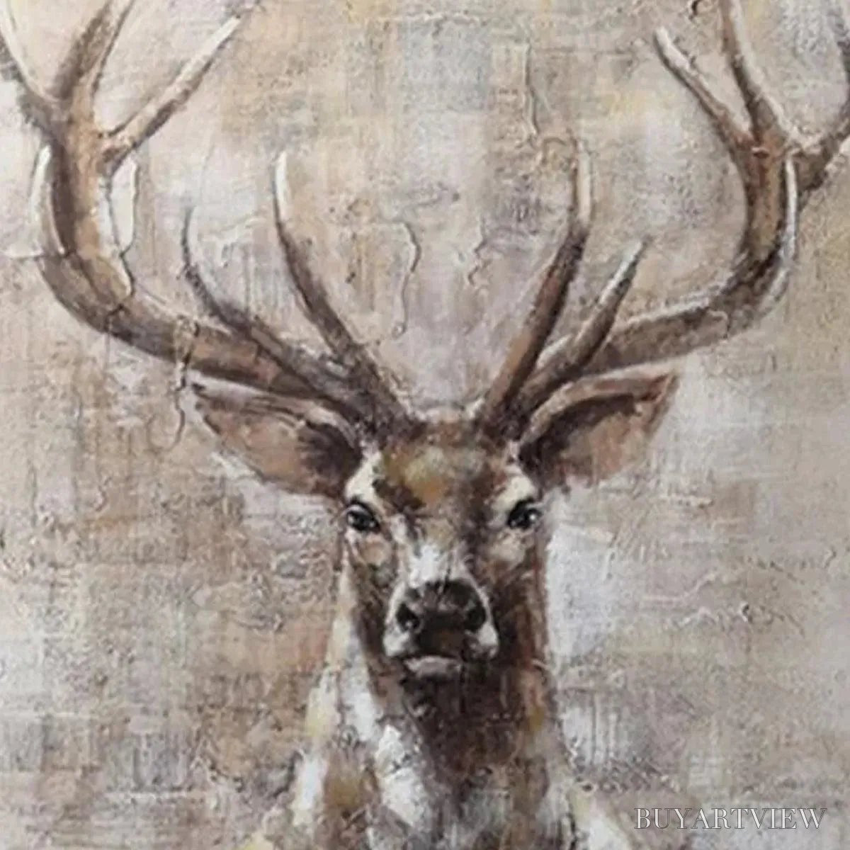 ARTOVITAS Majestic Stag – Textured Stag Painting, Vertical - image 4