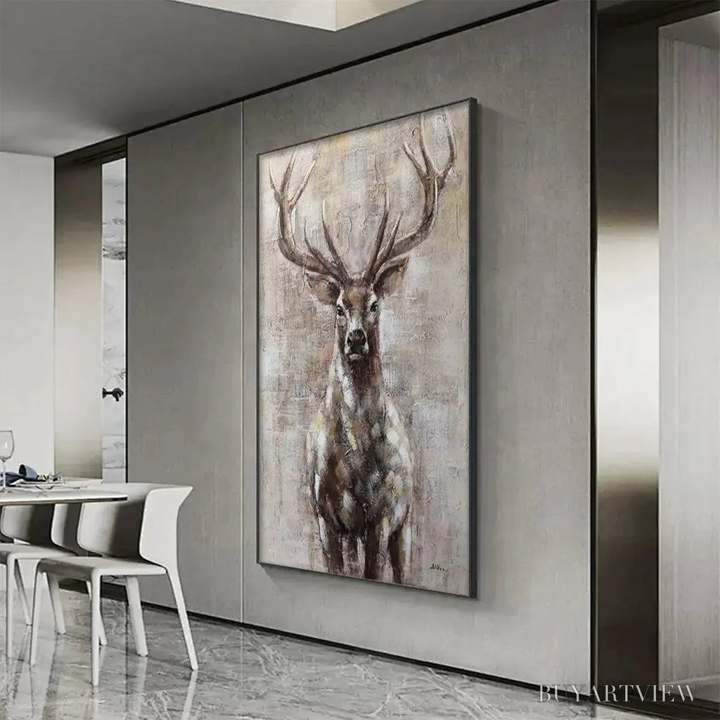 ARTOVITAS Majestic Stag – Textured Stag Painting, Vertical - image 6