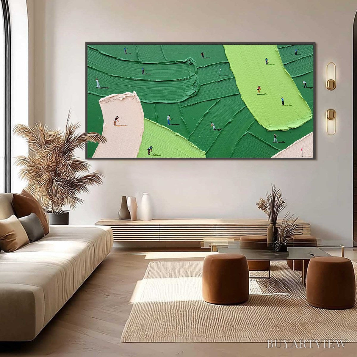 ARTOVITAS Green Swing – Textured Impasto Golf Scene Painting - image 2