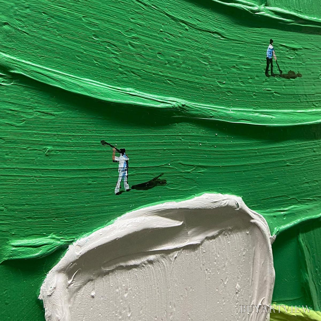 ARTOVITAS Green Swing – Textured Impasto Golf Scene Painting - image 3