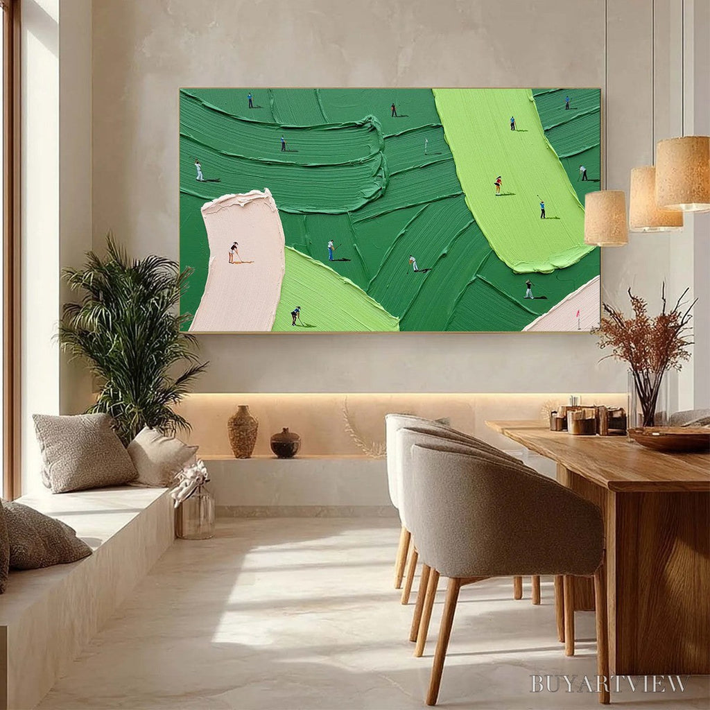 ARTOVITAS Green Swing – Textured Impasto Golf Scene Painting - image 4