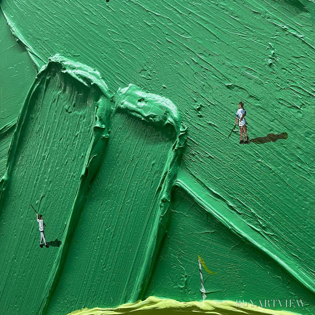 ARTOVITAS Green Swing – Textured Impasto Golf Scene Painting - image 5