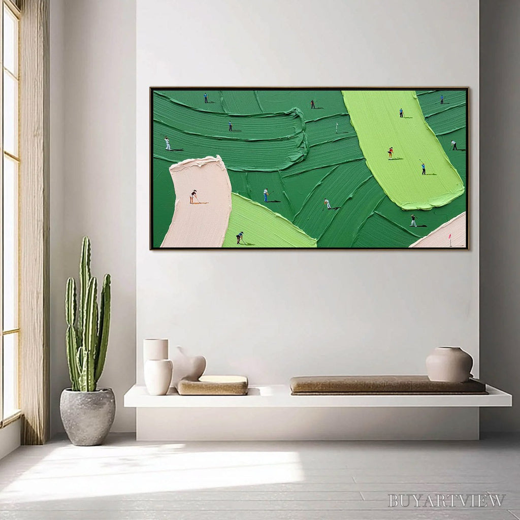 ARTOVITAS Green Swing – Textured Impasto Golf Scene Painting - image 6