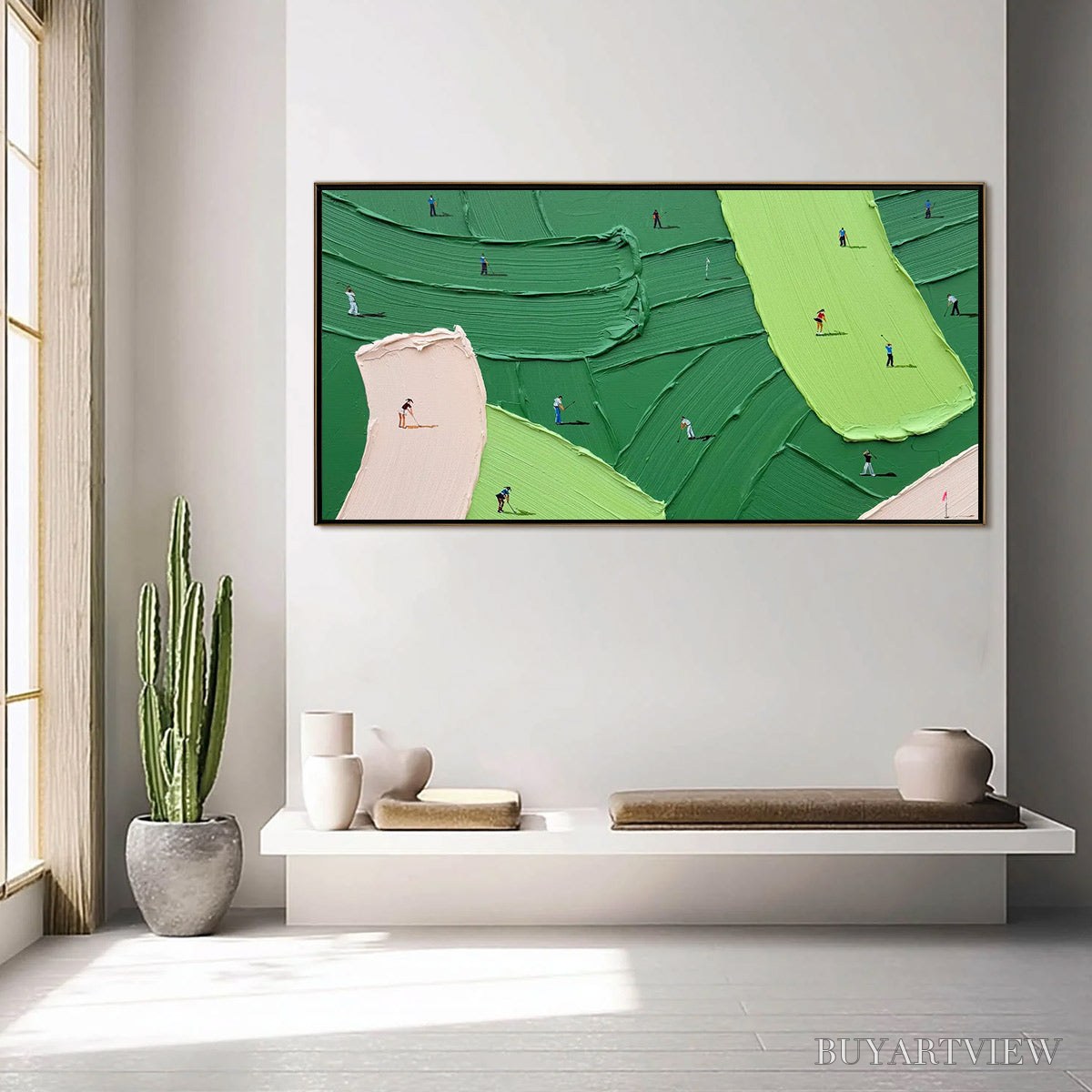 ARTOVITAS Green Swing – Textured Impasto Golf Scene Painting - image 6