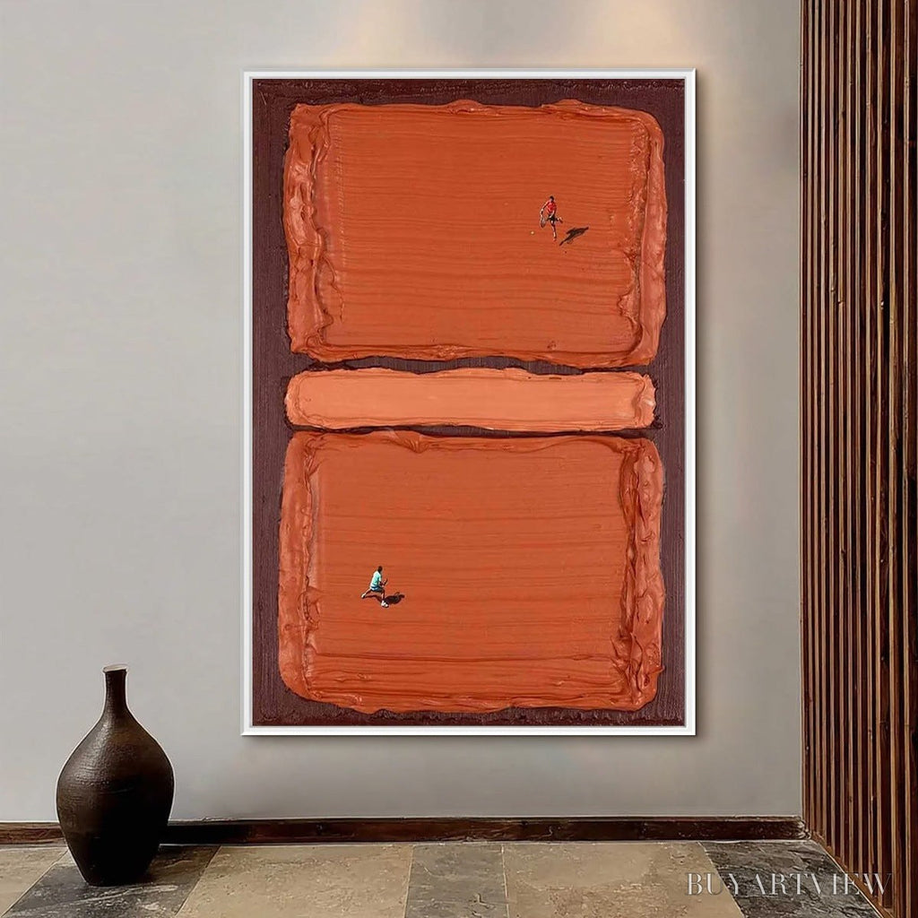 ARTOVITAS Clay Court Textured Minimalist Tennis Match Oil Painting - image 5