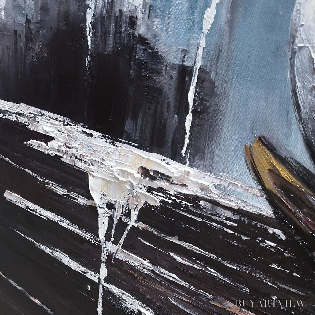 ARTOVITAS Poised – Textured Minimalist Golf Still Life Oil Painting - image 3