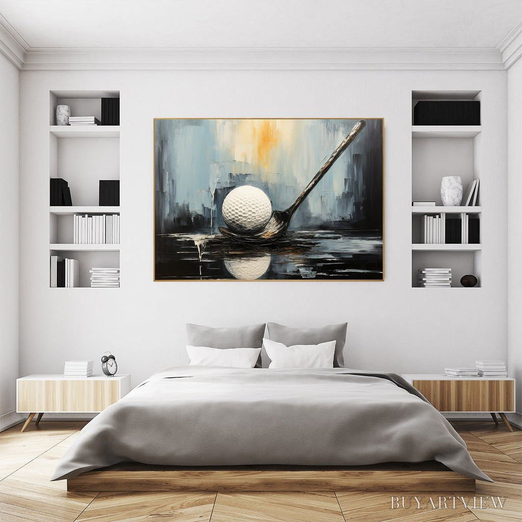 ARTOVITAS Poised – Textured Minimalist Golf Still Life Oil Painting - image 4
