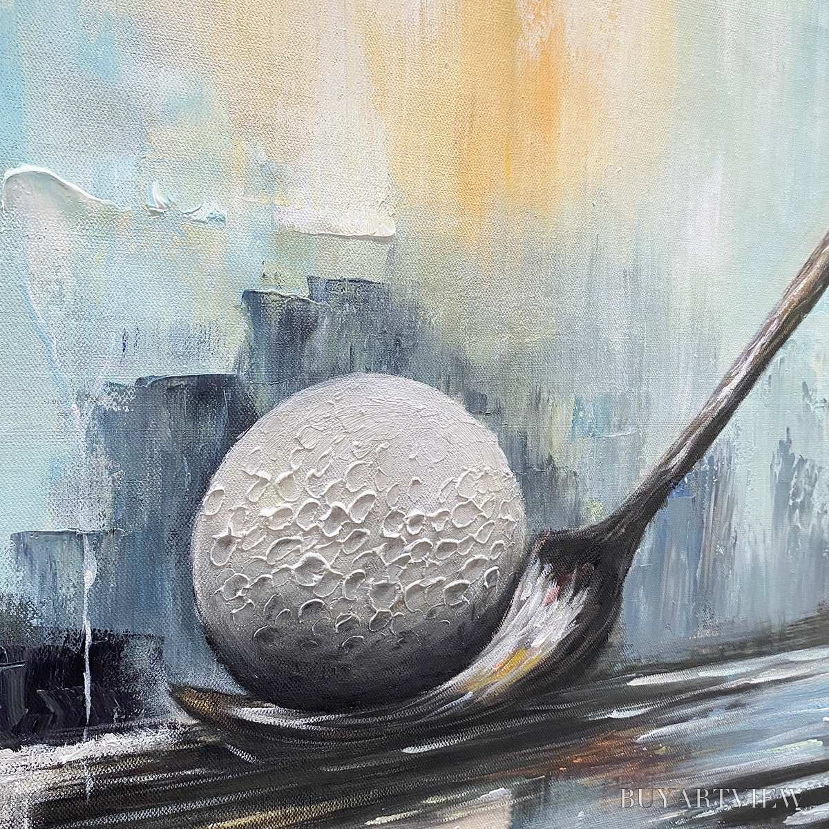 ARTOVITAS Poised – Textured Minimalist Golf Still Life Oil Painting - image 5