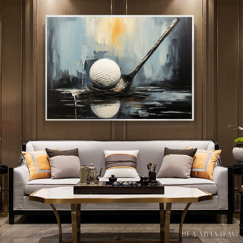 ARTOVITAS Poised – Textured Minimalist Golf Still Life Oil Painting - image 6