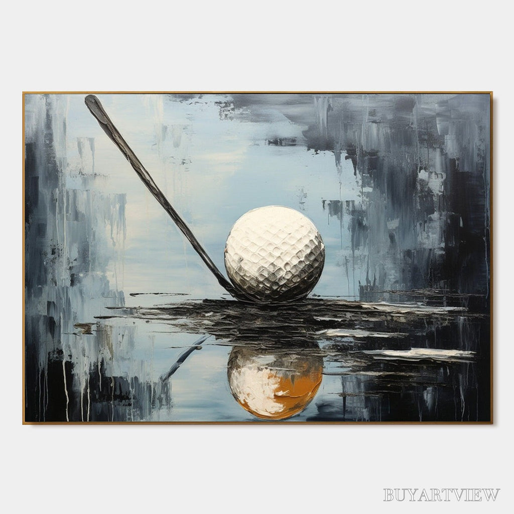 ARTOVITAS Stroke of Genius – Textured Golf Still Life Oil Painting - image 1
