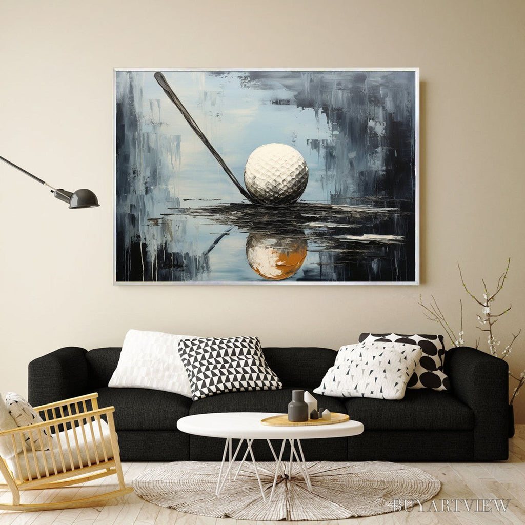 ARTOVITAS Stroke of Genius – Textured Golf Still Life Oil Painting - image 2
