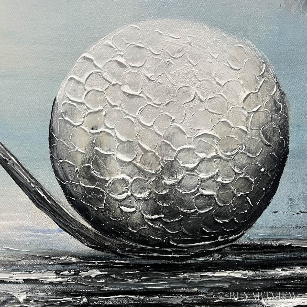 ARTOVITAS Stroke of Genius – Textured Golf Still Life Oil Painting - image 3