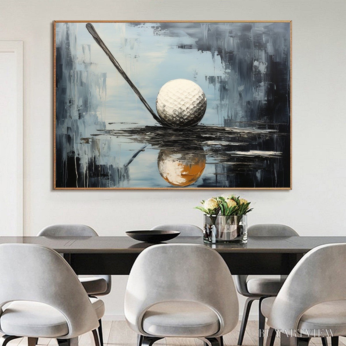 ARTOVITAS Stroke of Genius – Textured Golf Still Life Oil Painting - image 6