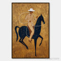 ARTOVITAS Golden Lasso – Textured Wabi Sabi Painting of a Horseman - image 1