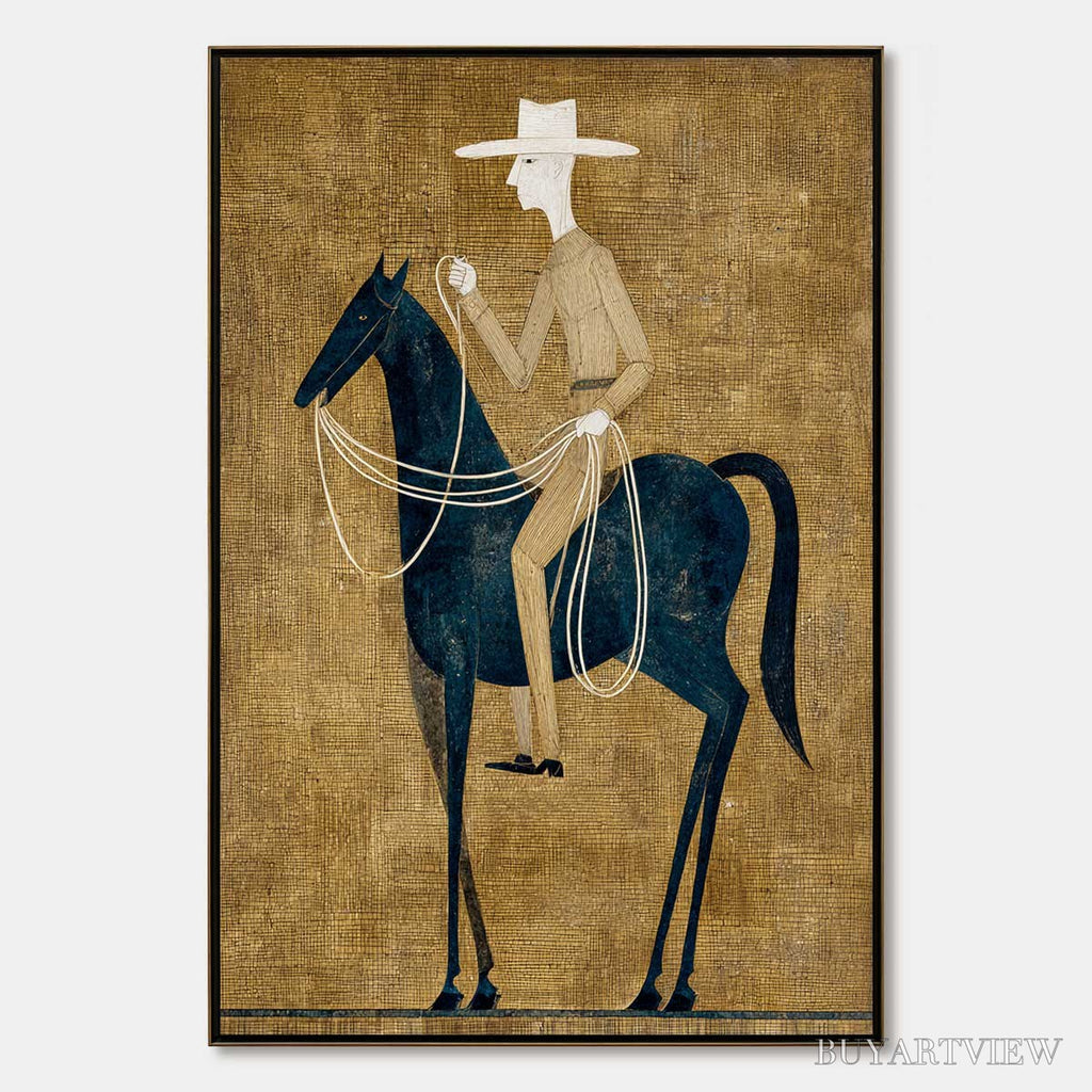 ARTOVITAS the Wanderer – Minimalist Equestrian Portrait with Golden Texture - image 1