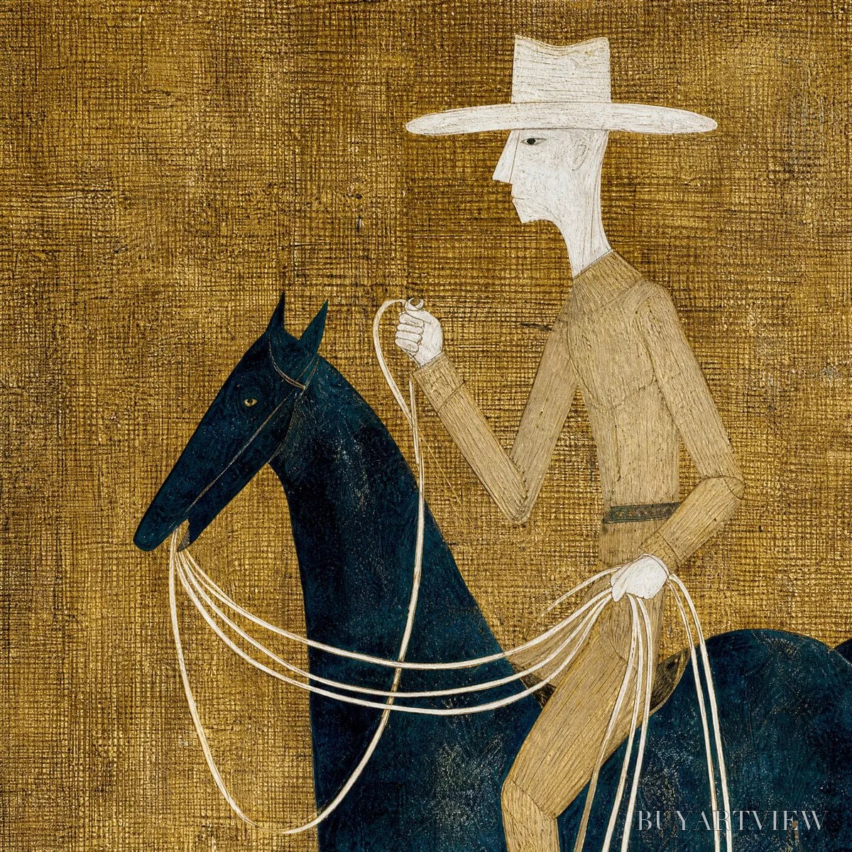 ARTOVITAS the Wanderer – Minimalist Equestrian Portrait with Golden Texture - image 3