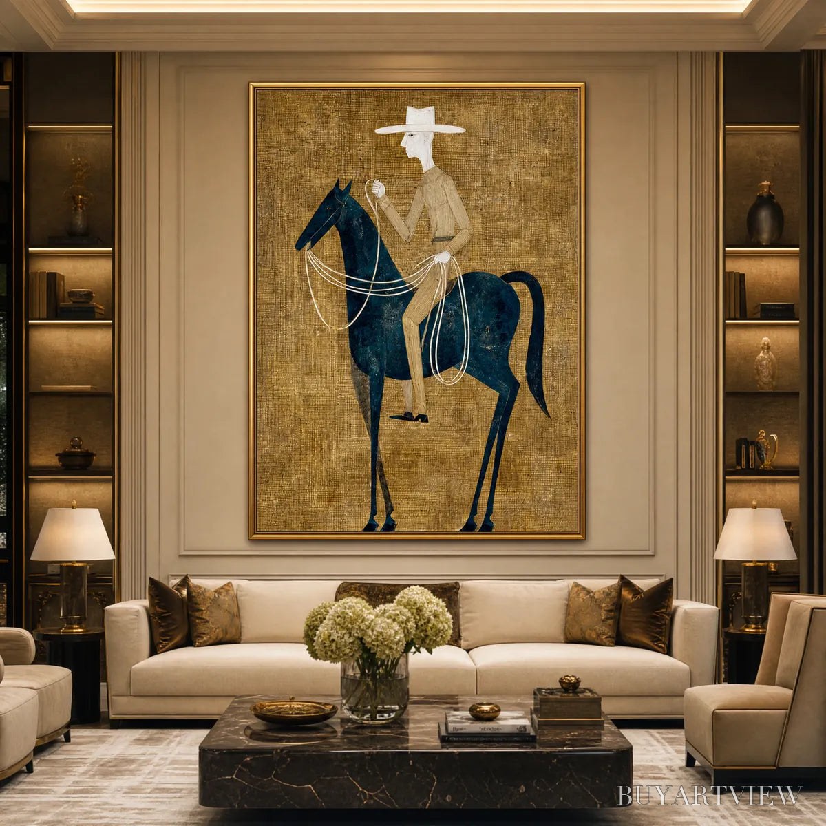 ARTOVITAS the Wanderer – Minimalist Equestrian Portrait with Golden Texture - image 4
