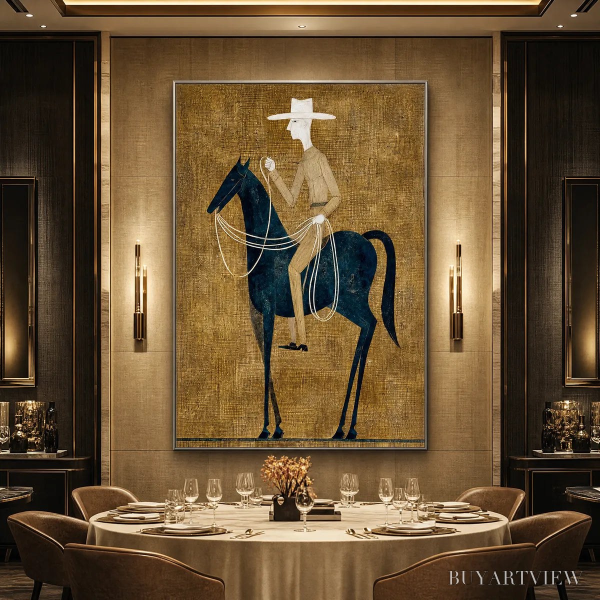 ARTOVITAS the Wanderer – Minimalist Equestrian Portrait with Golden Texture - image 5