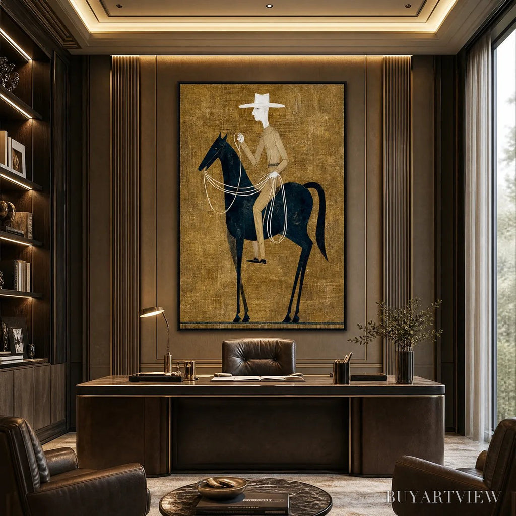ARTOVITAS the Wanderer – Minimalist Equestrian Portrait with Golden Texture - image 6