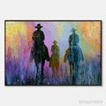 ARTOVITAS Twilight Posse – Textured Cowboy & Horse Oil Painting - image 1