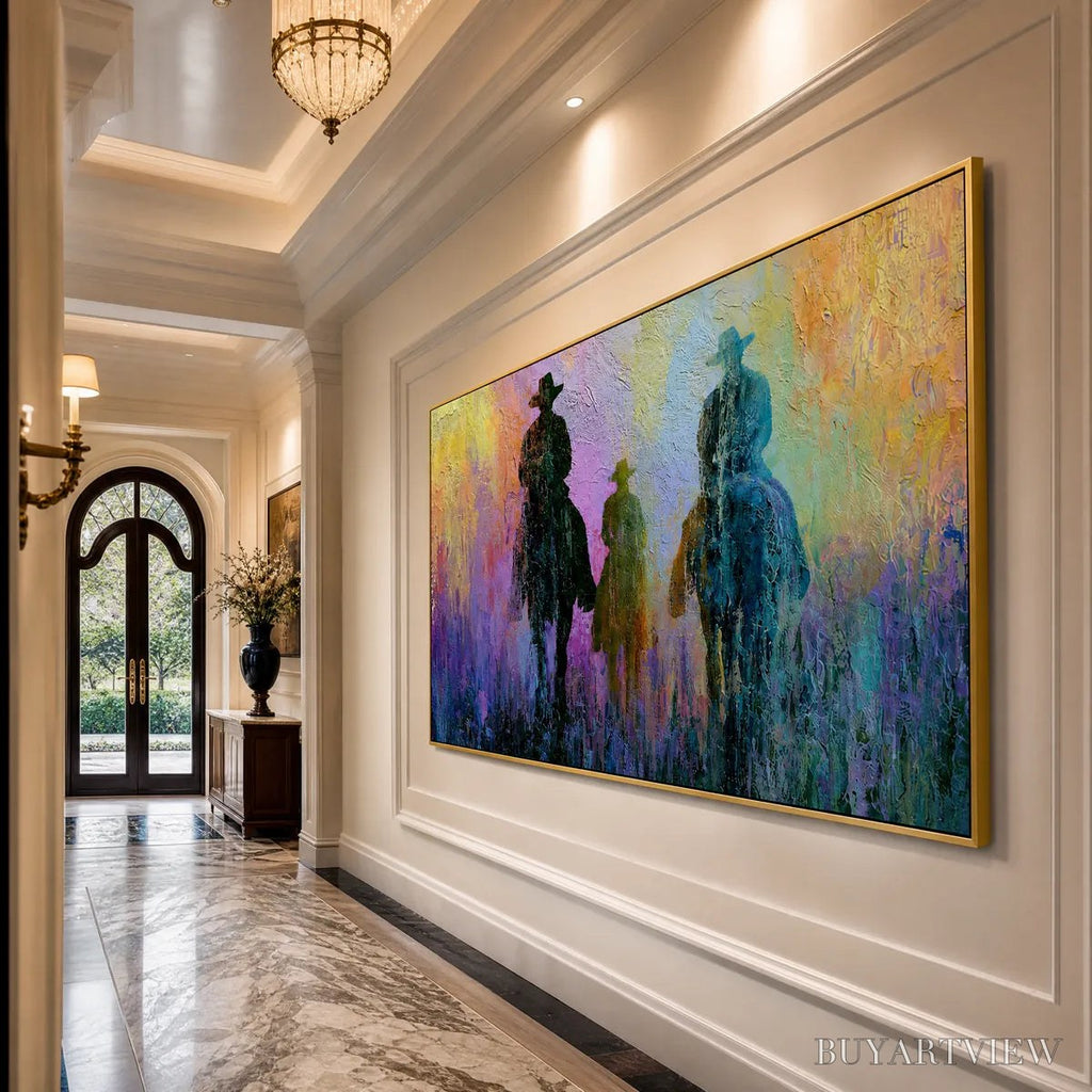 ARTOVITAS Twilight Posse – Textured Cowboy & Horse Oil Painting - image 6