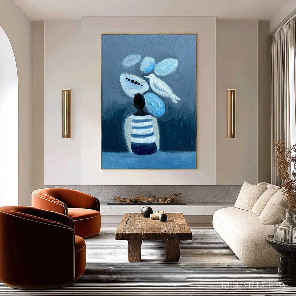ARTOVITAS Inner World Vertical Blue Abstract Textured Oil Painting for Wall - image 2