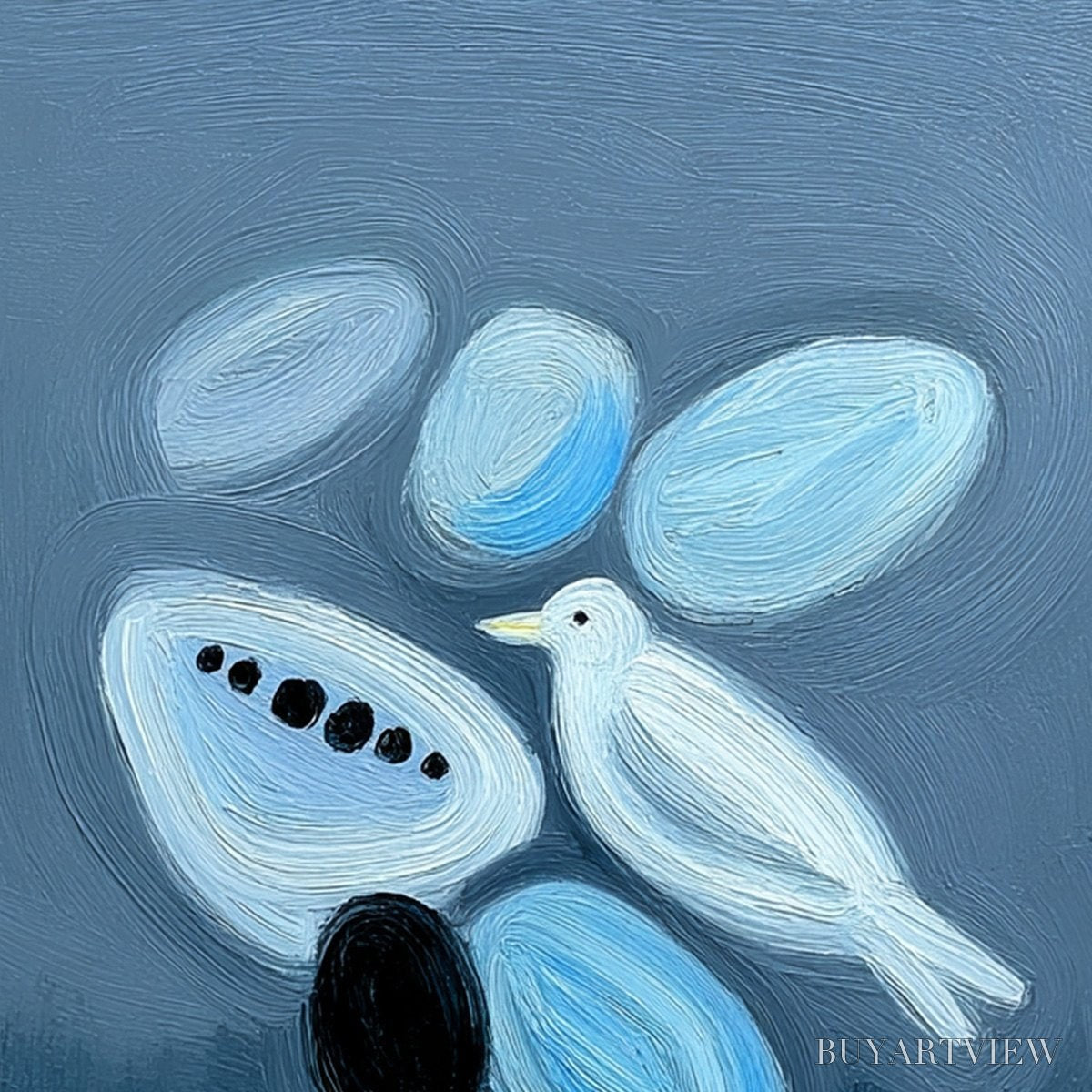 ARTOVITAS Inner World Vertical Blue Abstract Textured Oil Painting for Wall - image 3