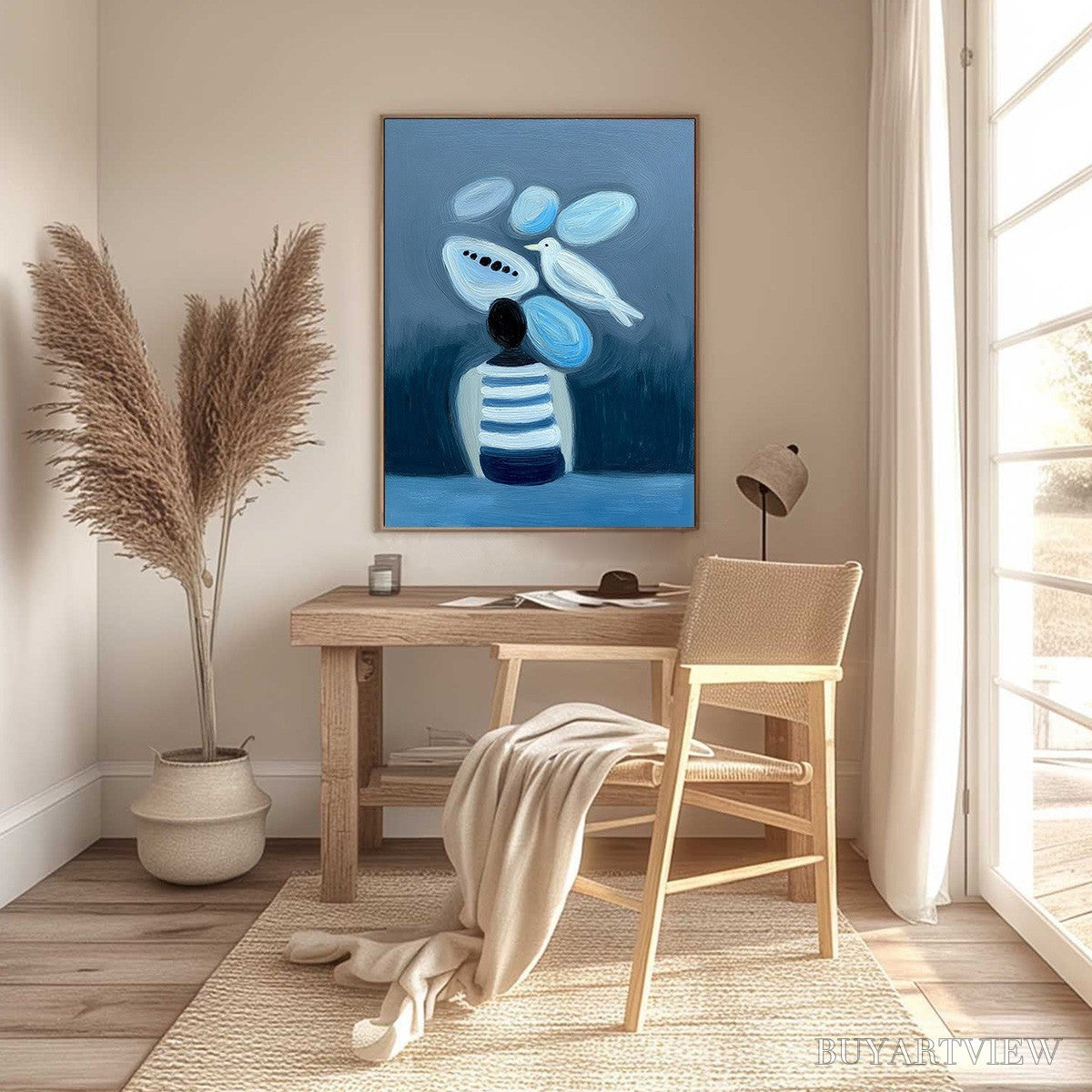 ARTOVITAS Inner World Vertical Blue Abstract Textured Oil Painting for Wall - image 4