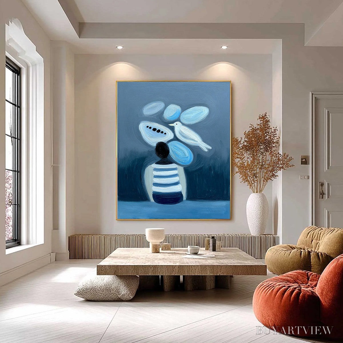ARTOVITAS Inner World Vertical Blue Abstract Textured Oil Painting for Wall - image 6