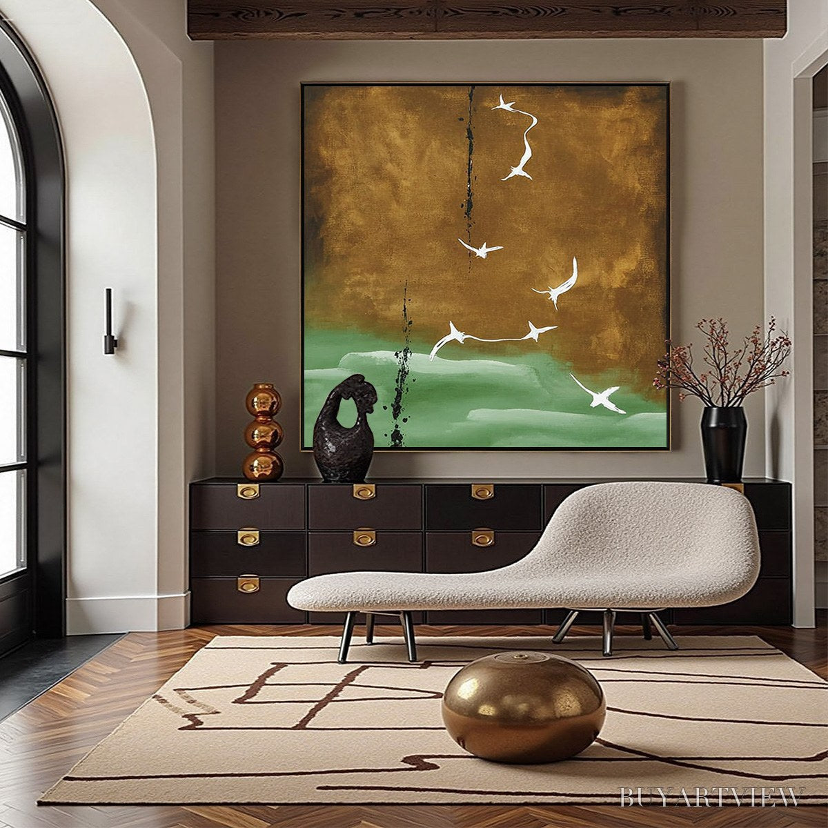 ARTOVITAS Ascension – Wabi Sabi Inspired Abstract Bird Painting - image 2
