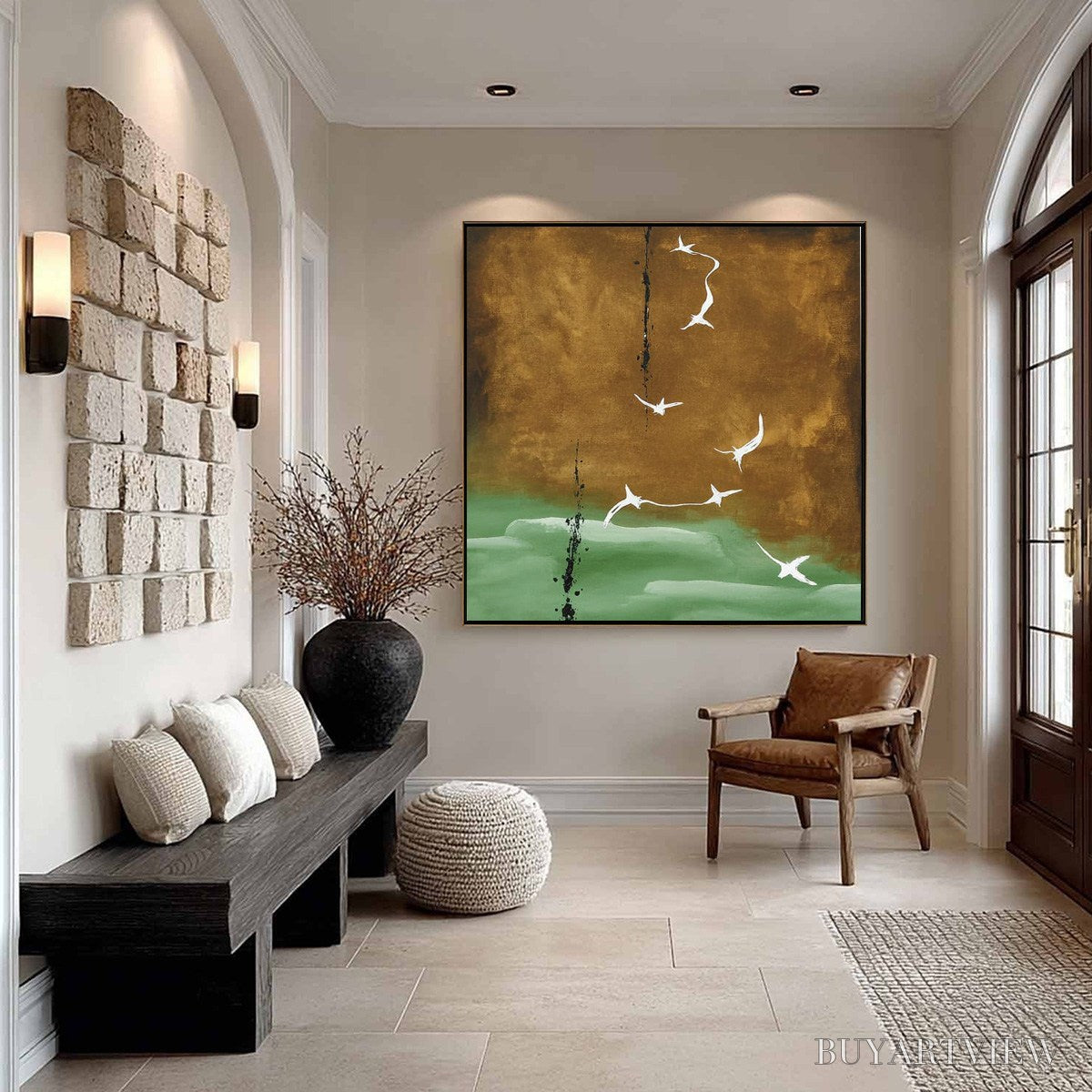 ARTOVITAS Ascension – Wabi Sabi Inspired Abstract Bird Painting - image 4