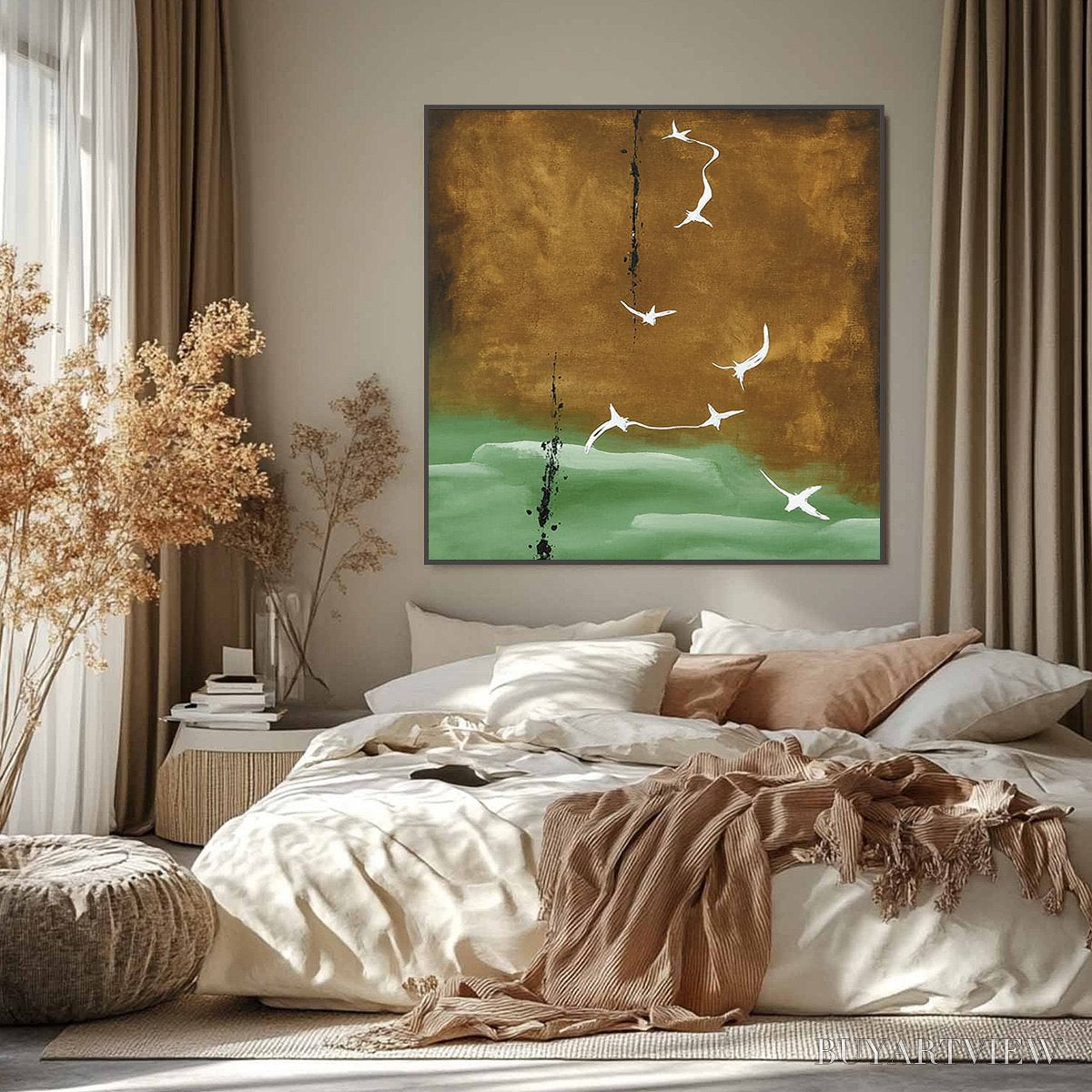 ARTOVITAS Ascension – Wabi Sabi Inspired Abstract Bird Painting - image 6