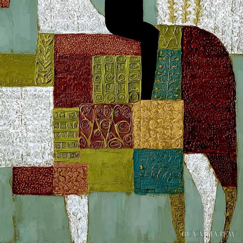 ARTOVITAS the Patchwork Rider – Textured Figurative Painting of a Man on a Horse - image 5