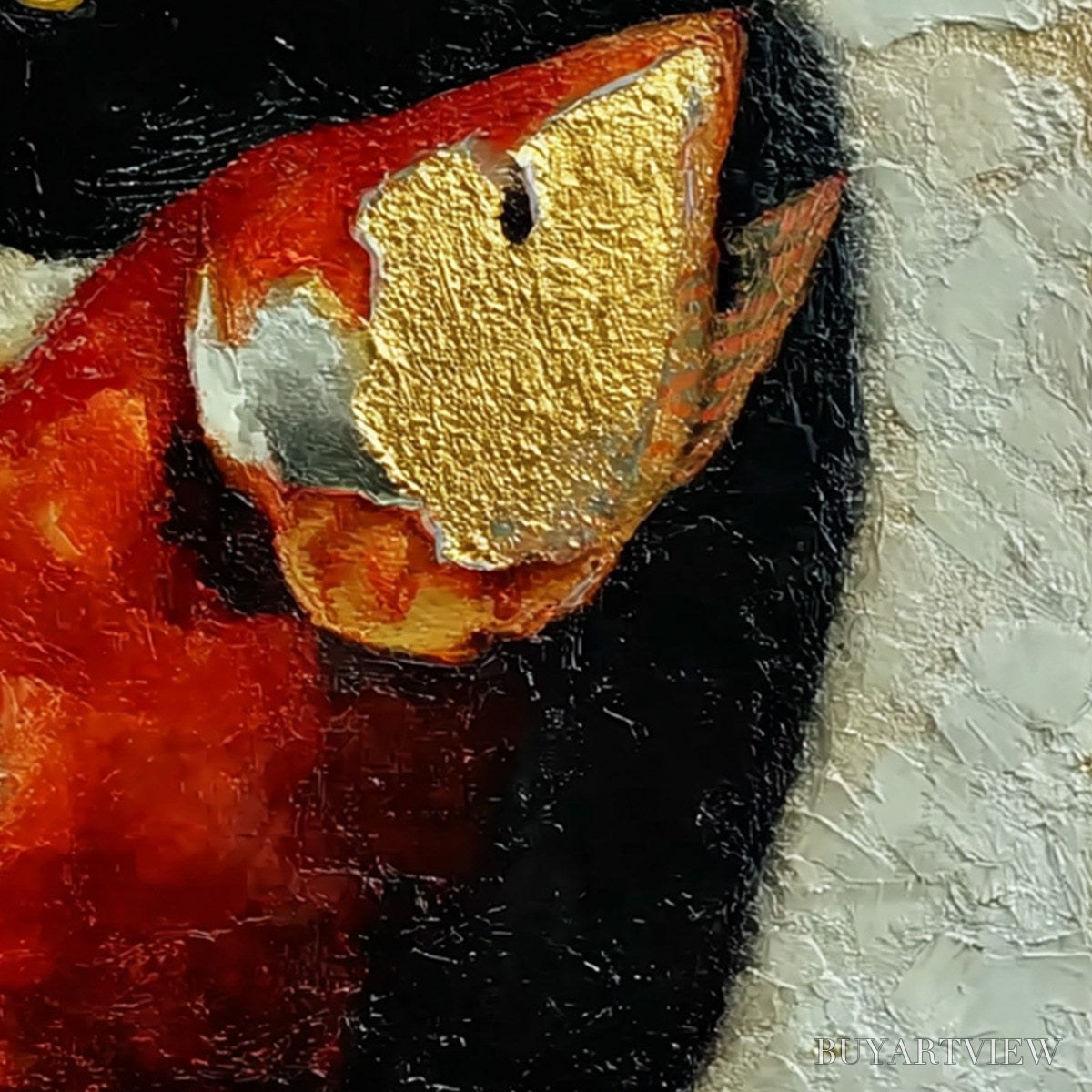 ARTOVITAS the Golden Catch – Textured Impasto Painting of a Cat and Fish - image 5