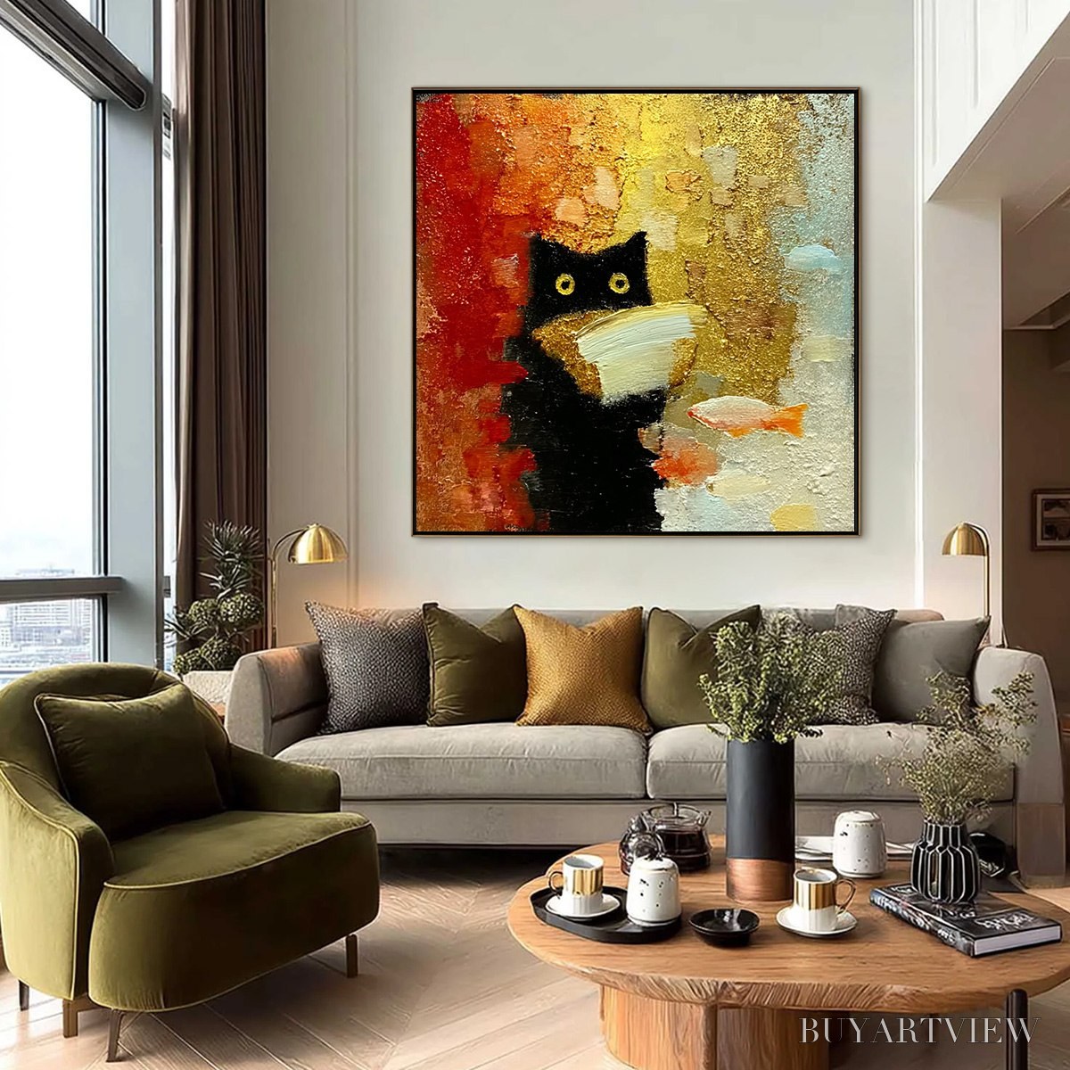 ARTOVITAS the Midnight Scholar – Whimsical Textured Impasto Black Cat Painting - image 6