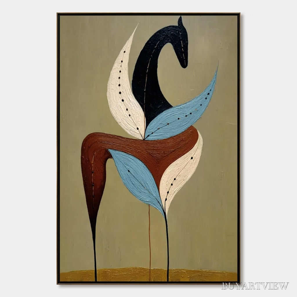 ARTOVITAS Earthen Steed – Textured Wabi Sabi Abstract Horse Painting - image 1