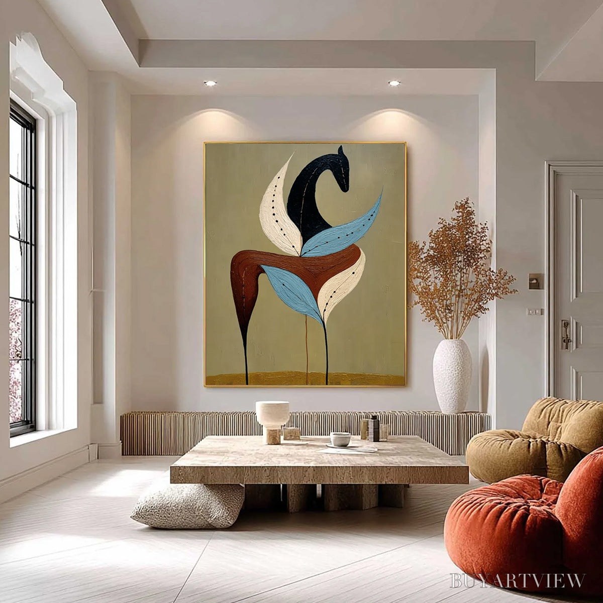 ARTOVITAS Earthen Steed – Textured Wabi Sabi Abstract Horse Painting - image 2