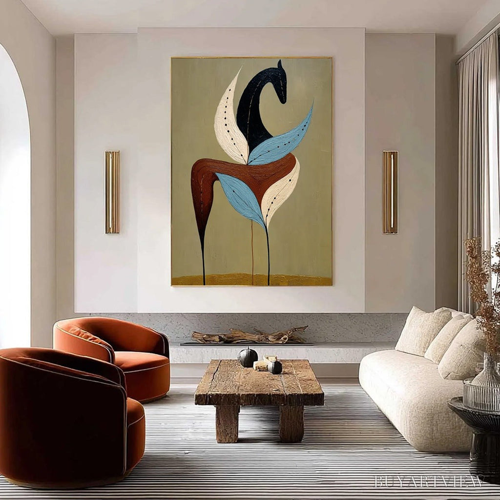 ARTOVITAS Earthen Steed – Textured Wabi Sabi Abstract Horse Painting - image 4