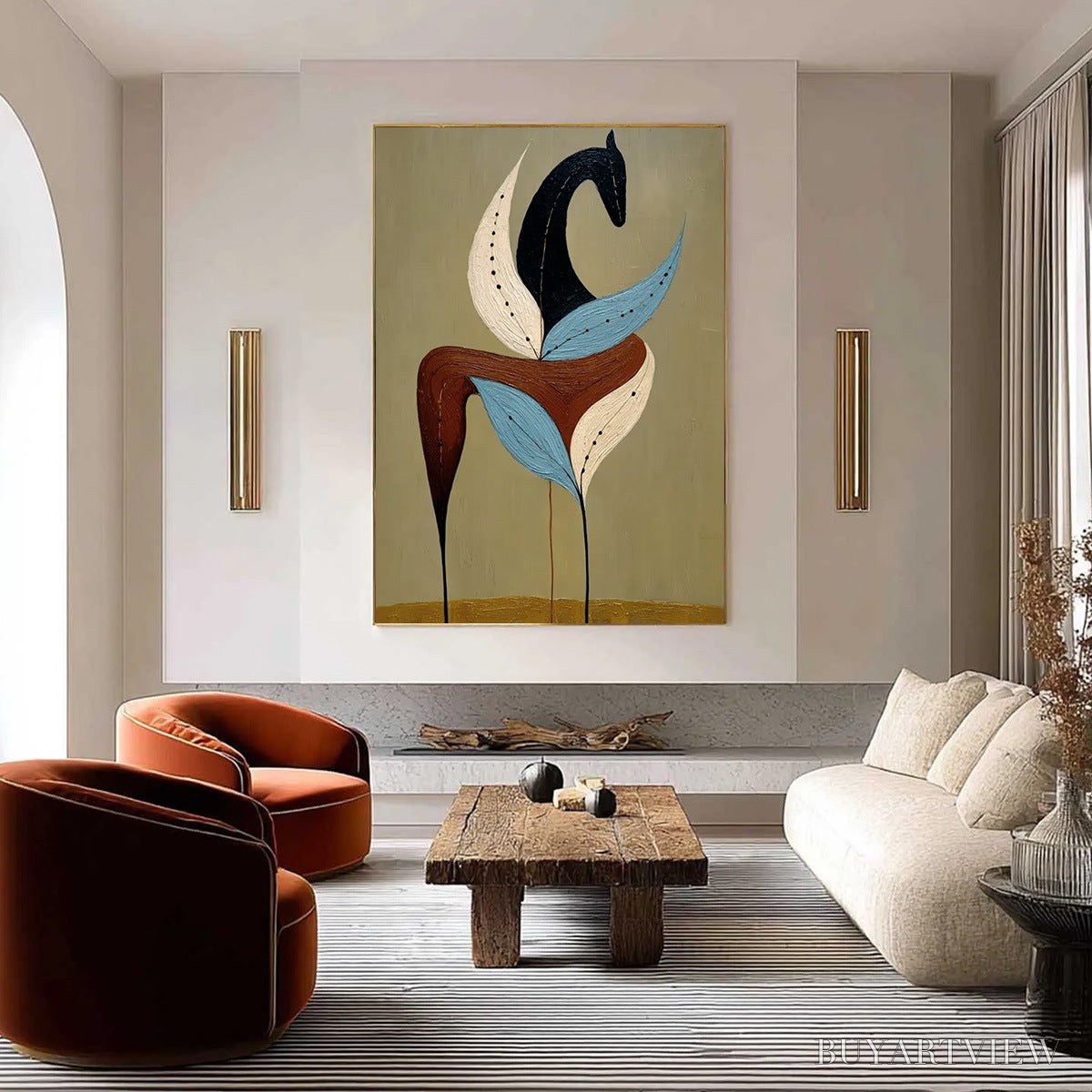 ARTOVITAS Earthen Steed – Textured Wabi Sabi Abstract Horse Painting - image 4
