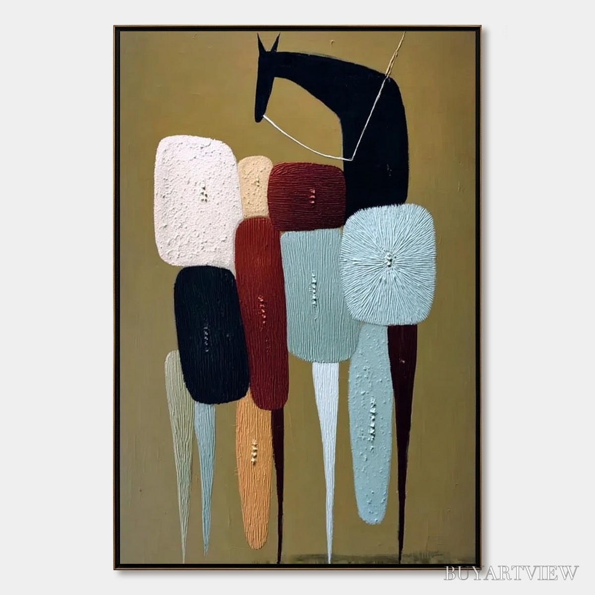 ARTOVITAS the Caravan – Abstract Boho Wabi Sabi Textured Horse Painting - image 1