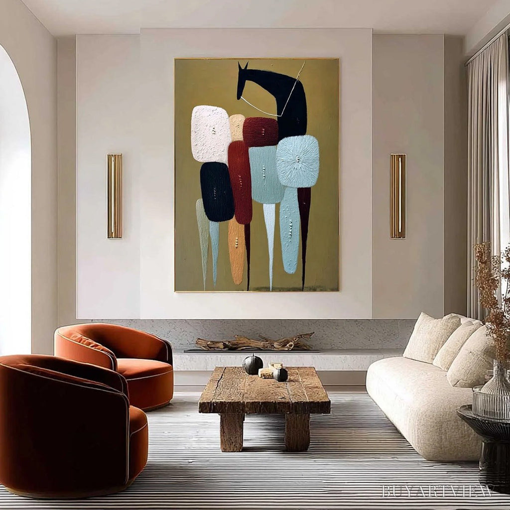 ARTOVITAS the Caravan – Abstract Boho Wabi Sabi Textured Horse Painting - image 4