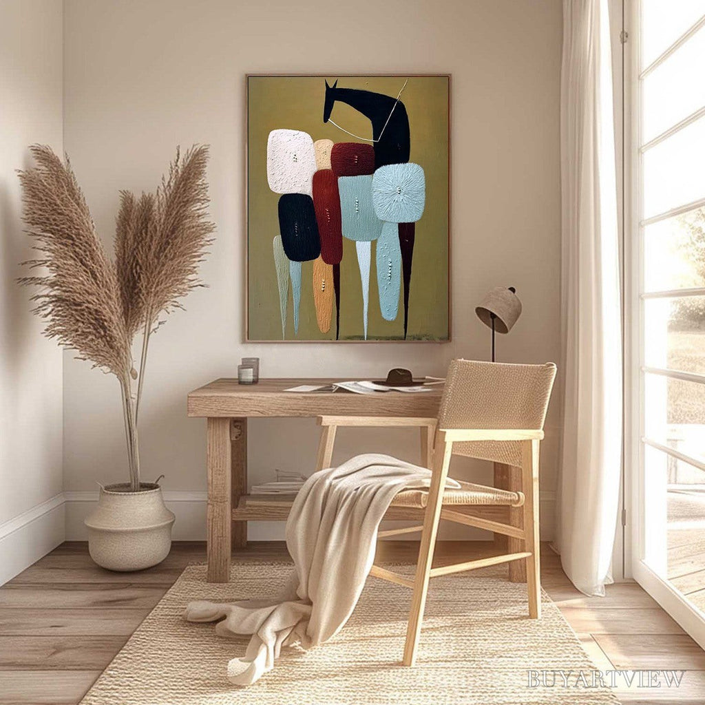 ARTOVITAS the Caravan – Abstract Boho Wabi Sabi Textured Horse Painting - image 6