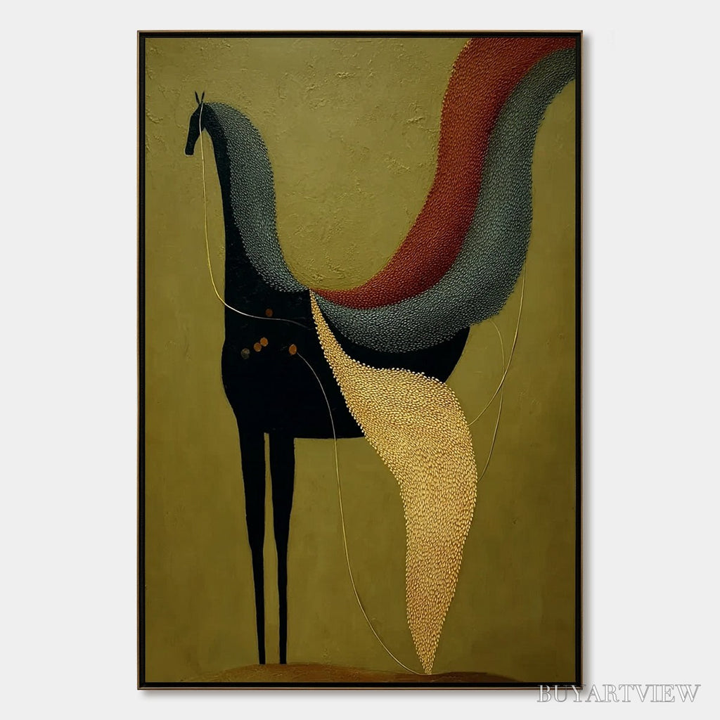 ARTOVITAS Aeon'S Tapestry – Textured Wabi Sabi Abstract Horse Painting - image 1