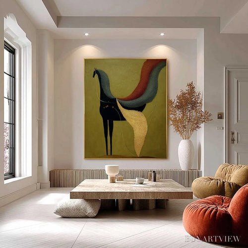 ARTOVITAS Aeon'S Tapestry – Textured Wabi Sabi Abstract Horse Painting - image 2