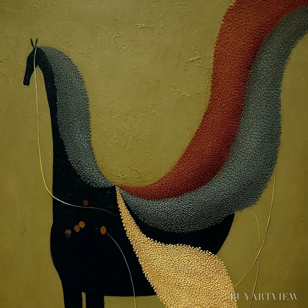 ARTOVITAS Aeon'S Tapestry – Textured Wabi Sabi Abstract Horse Painting - image 3