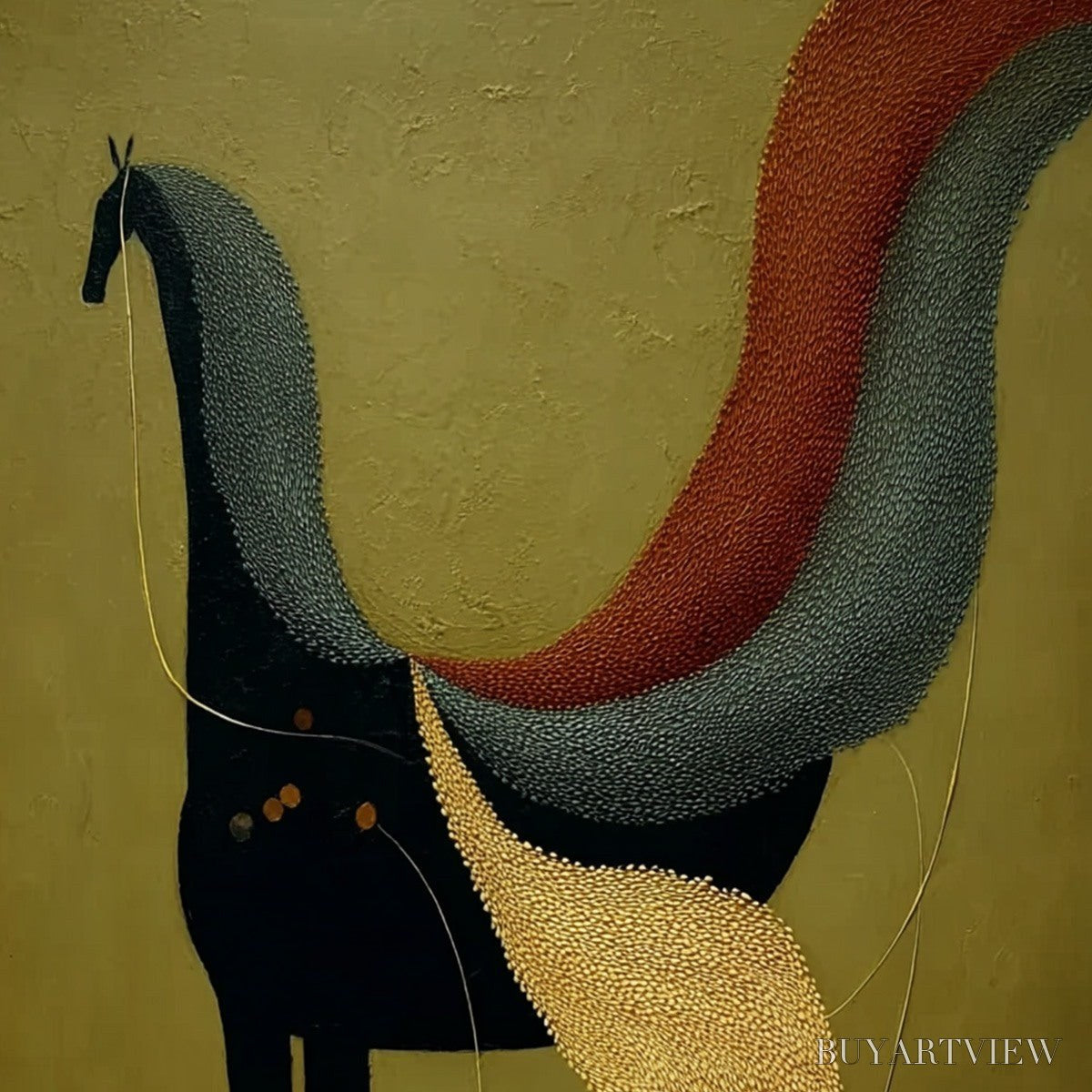 ARTOVITAS Aeon'S Tapestry – Textured Wabi Sabi Abstract Horse Painting - image 3