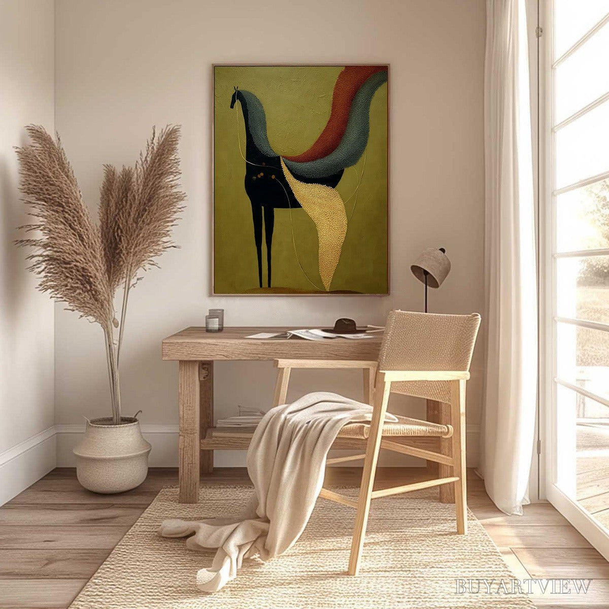 ARTOVITAS Aeon'S Tapestry – Textured Wabi Sabi Abstract Horse Painting - image 6