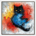 ARTOVITAS Midnight Ember – Textured Impasto Black Cat Painting, Modern Animal - image 1