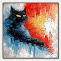 ARTOVITAS Ember Eyes – Textured Impasto Black Cat Painting on Canvas - image 1